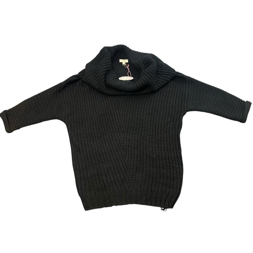 Umgee Women’s Black Chunky Knit Cowl Neck Sweater Size M Cozy Oversized